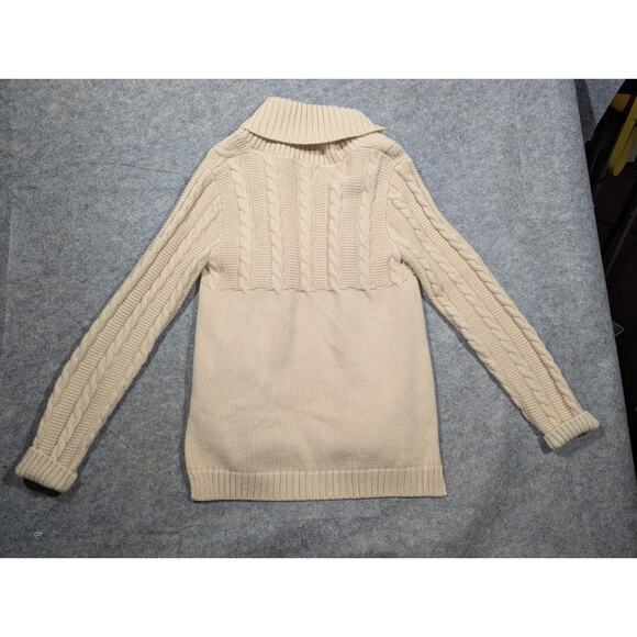 Classic Alpaca Tan Open Cable Knit Cardigan Sweater Small Made In Peru - Picture 6 of 6